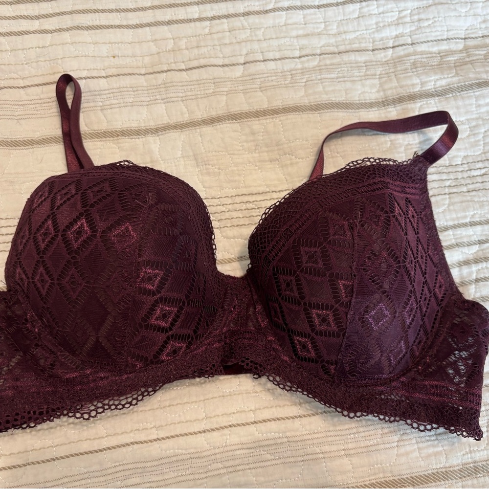 Adrienne Vittadini Deep Burgundy Lace Bra
